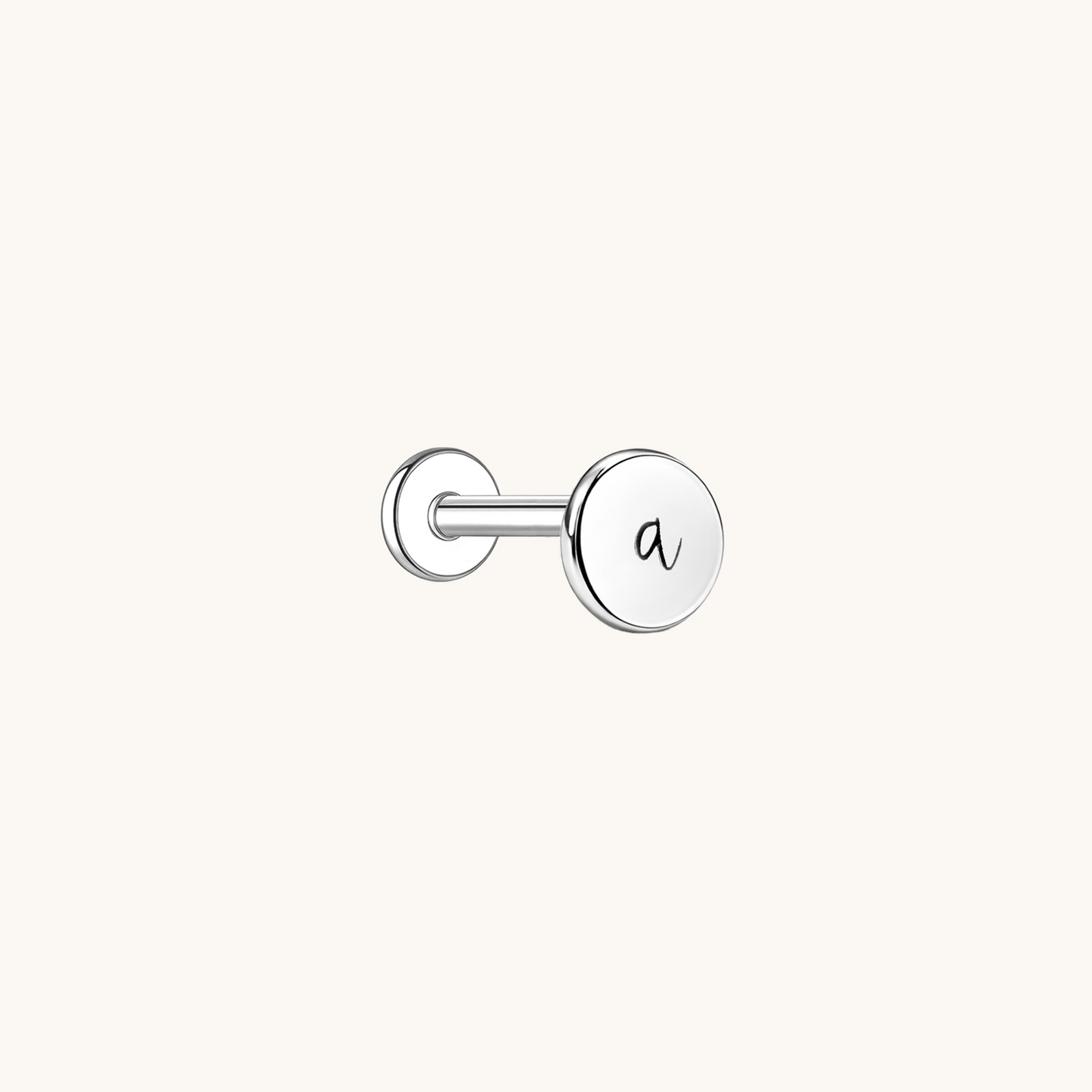 Gold-plated 925 sterling silver Customised Silver Round Flatback Earring Silver