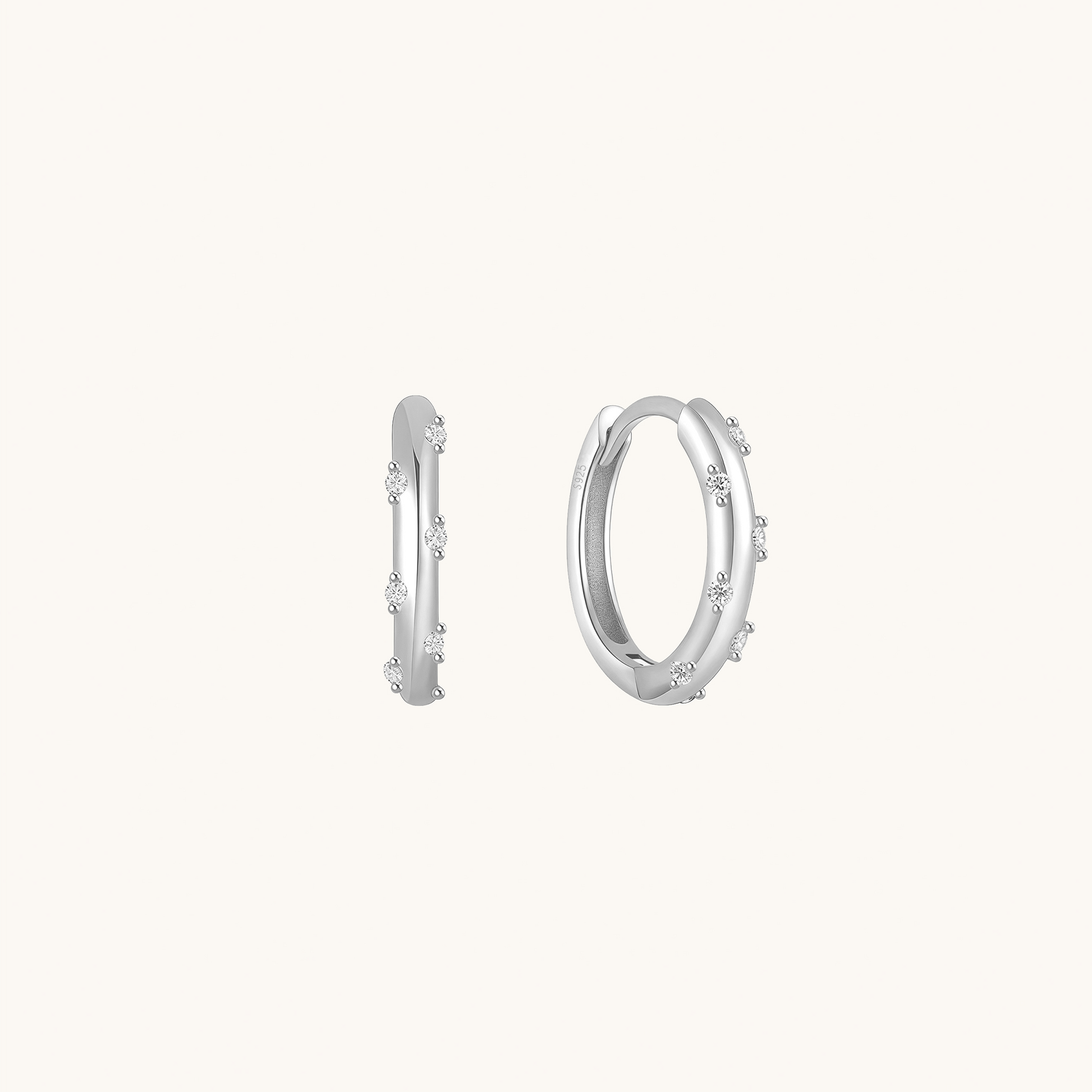 Gold-plated 925 sterling silver Aurora Dot Hoop Earrings Silver