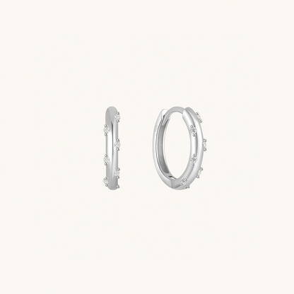 Gold-plated 925 sterling silver Aurora Dot Hoop Earrings Silver