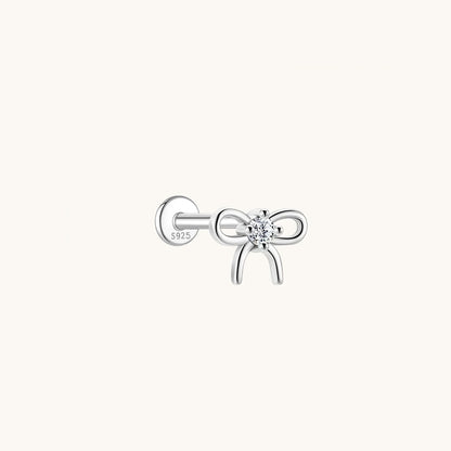 Gold-plated 925 sterling silver Moissanite Bow Flatback Earring 8mm
