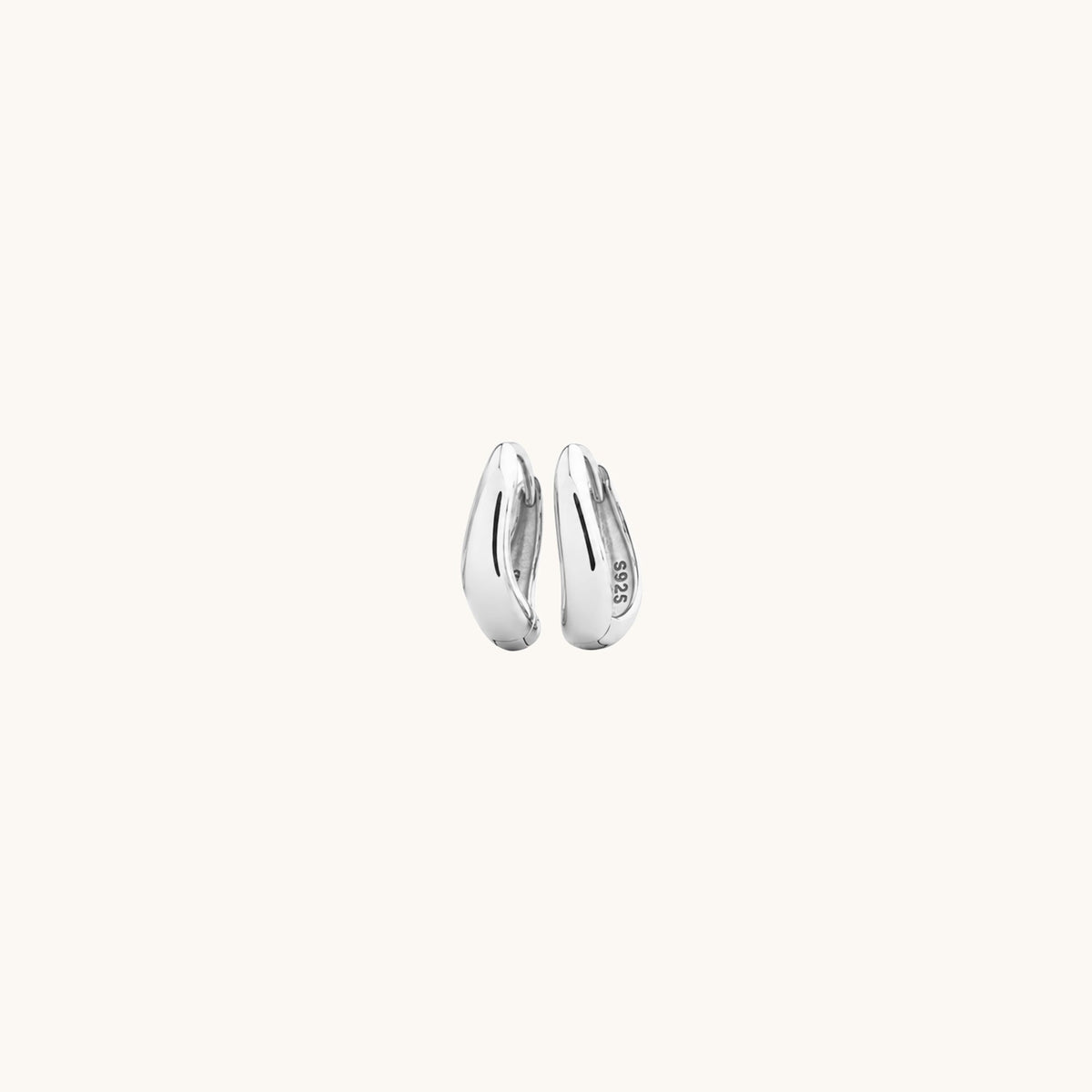 Gold-plated 925 sterling silver Sculpt Clicker Hoops Silver 6mm