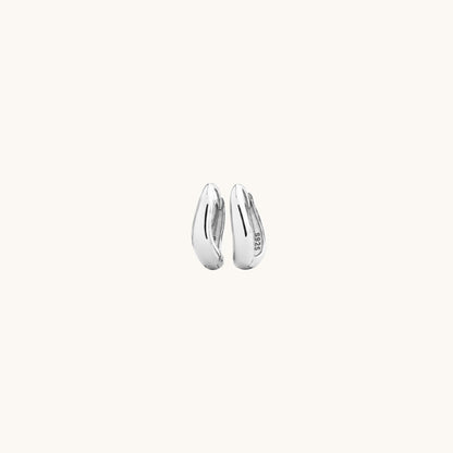 Gold-plated 925 sterling silver Sculpt Clicker Hoops Silver 6mm