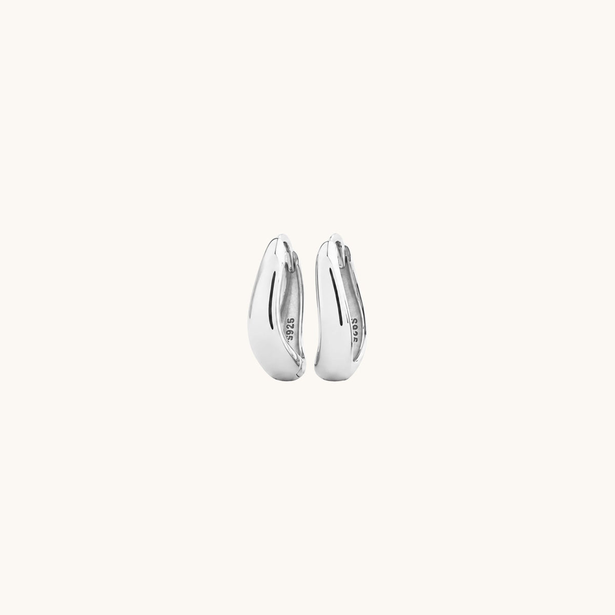 Gold-plated 925 sterling silver Sculpt Clicker Hoops Silver 8mm
