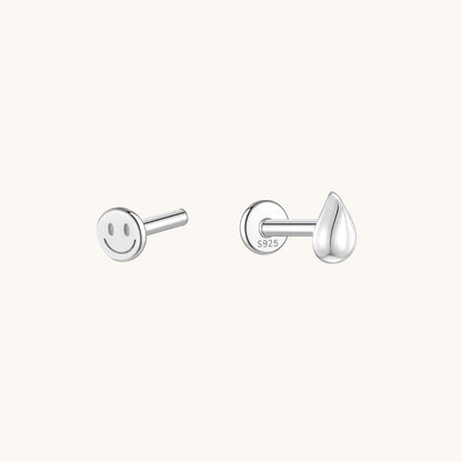 Gold-plated 925 sterling silver Teardrop Flatback Earring Silver Big (3.5*5mm)