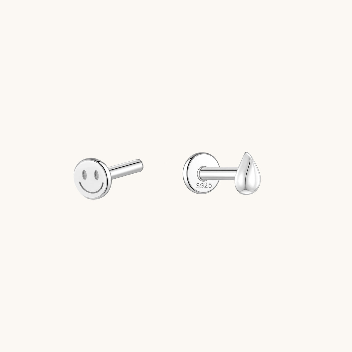 Gold-plated 925 sterling silver Teardrop Flatback Earring Silver Small (2.5*4mm)