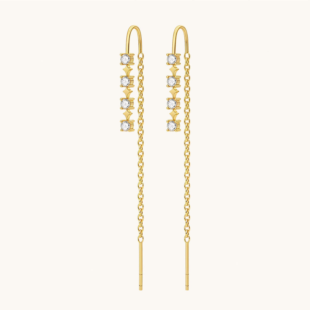 Gold-plated 925 sterling silver Sparkle CZ Threader Earrings Gold