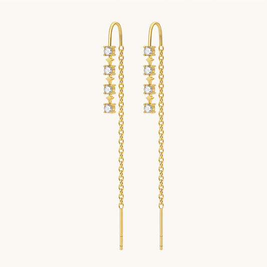 Gold-plated 925 sterling silver Sparkle CZ Threader Earrings Gold