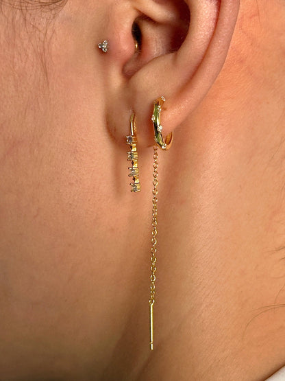 Gold-plated 925 sterling silver Sparkle CZ Threader Earrings