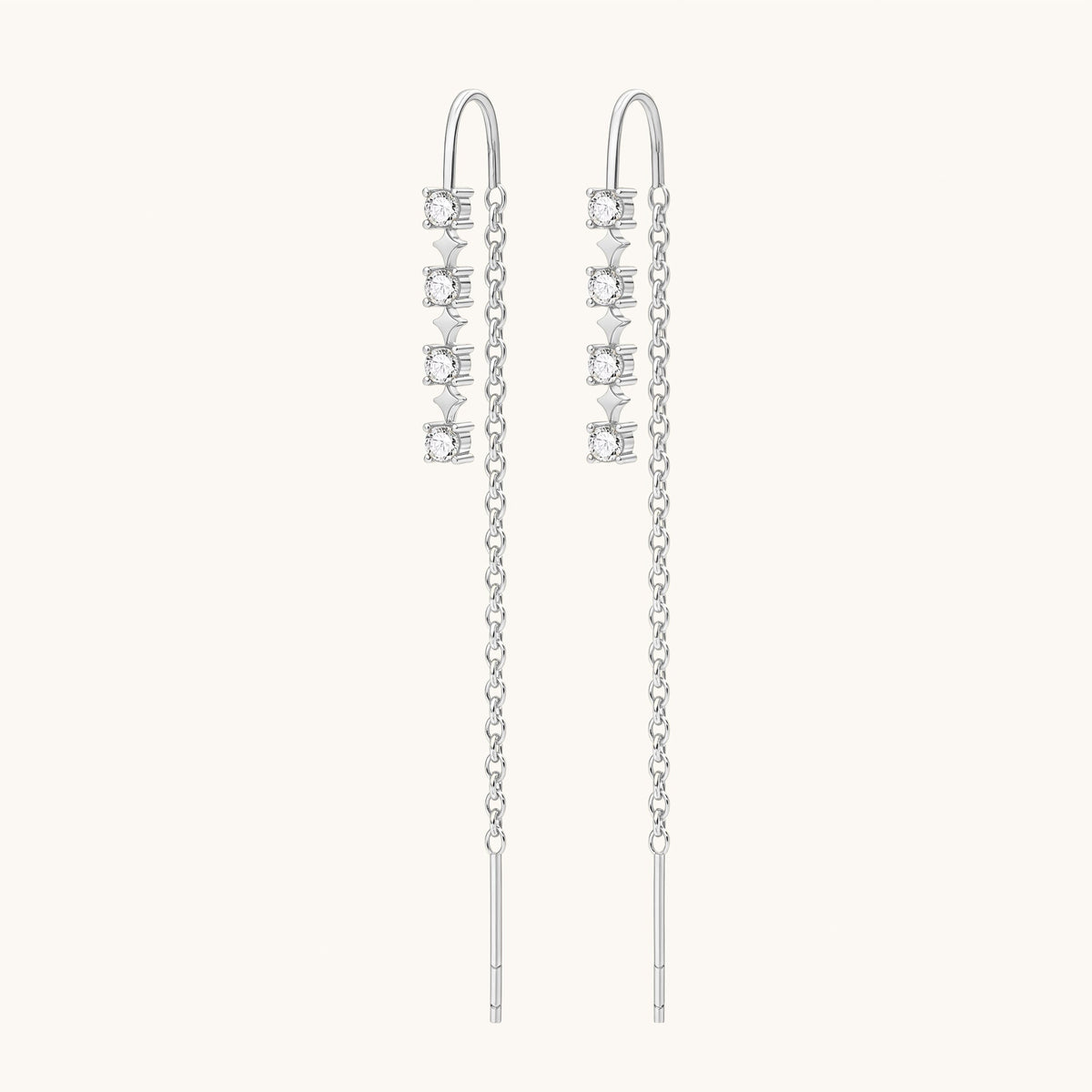 Gold-plated 925 sterling silver Sparkle CZ Threader Earrings Silver