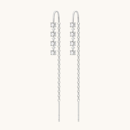 Gold-plated 925 sterling silver Sparkle CZ Threader Earrings Silver