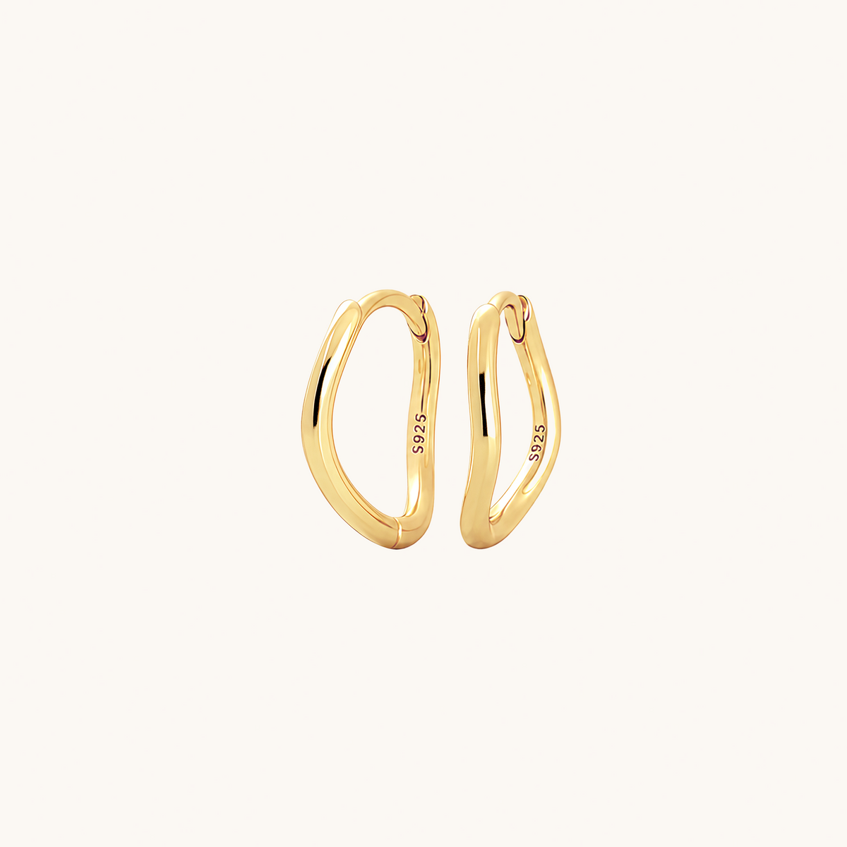 Gold-plated 925 sterling silver Ripple Clicker Hoops Gold 10mm