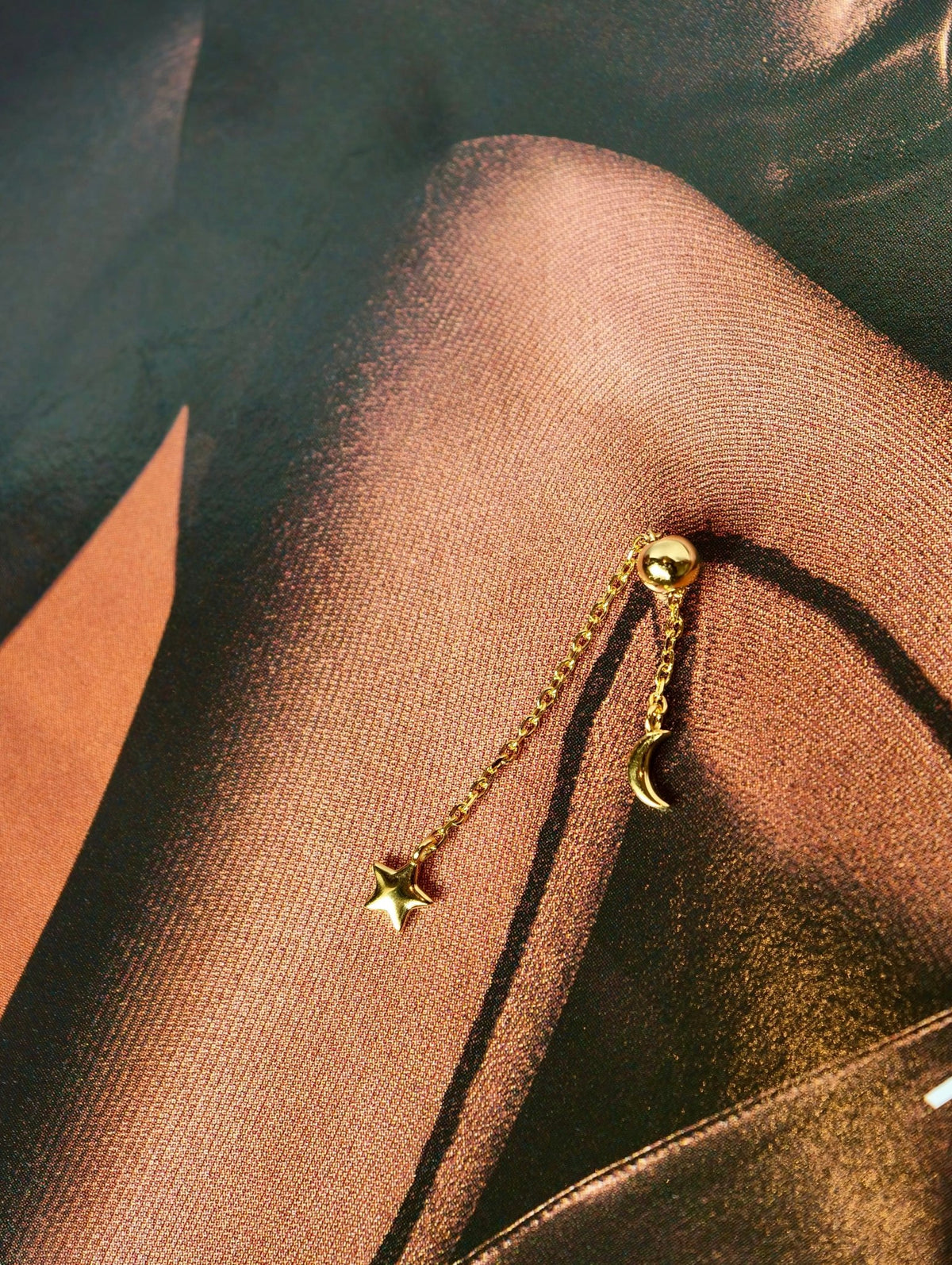 Gold-plated 925 sterling silver Star and Moon Flatback Earring