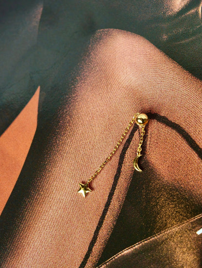 Gold-plated 925 sterling silver Star and Moon Flatback Earring