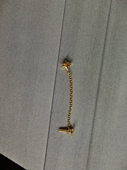 Gold-plated 925 sterling silver Star Chain Flatback Earring
