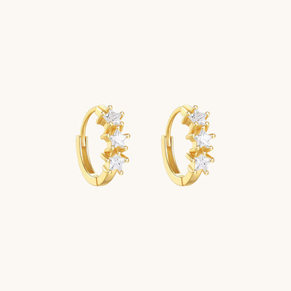 Gold-plated 925 sterling silver Starfall CZ Hoop Earrings Gold