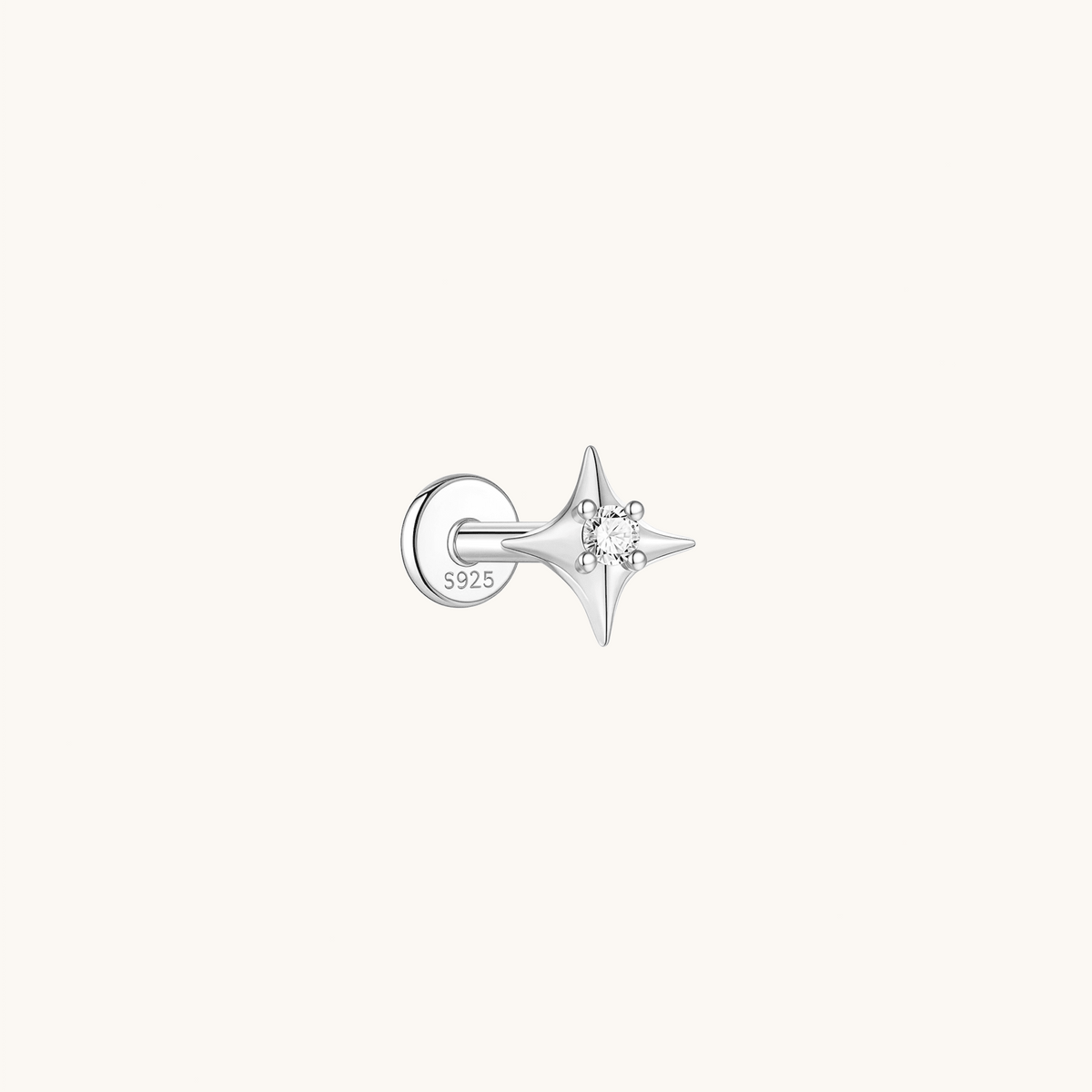 Gold-plated 925 sterling silver Starflare Flatback Earring Silver