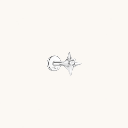 Gold-plated 925 sterling silver Starflare Flatback Earring Silver