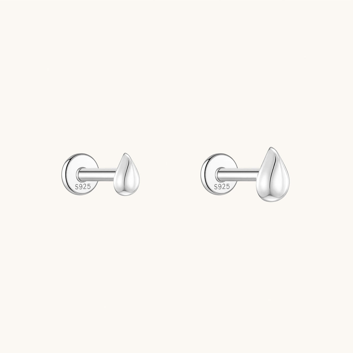 Gold-plated 925 sterling silver Teardrop Flatback Earring