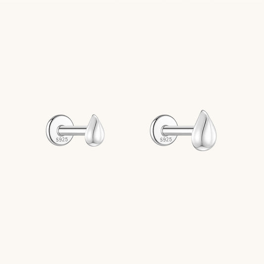 Gold-plated 925 sterling silver Teardrop Flatback Earring