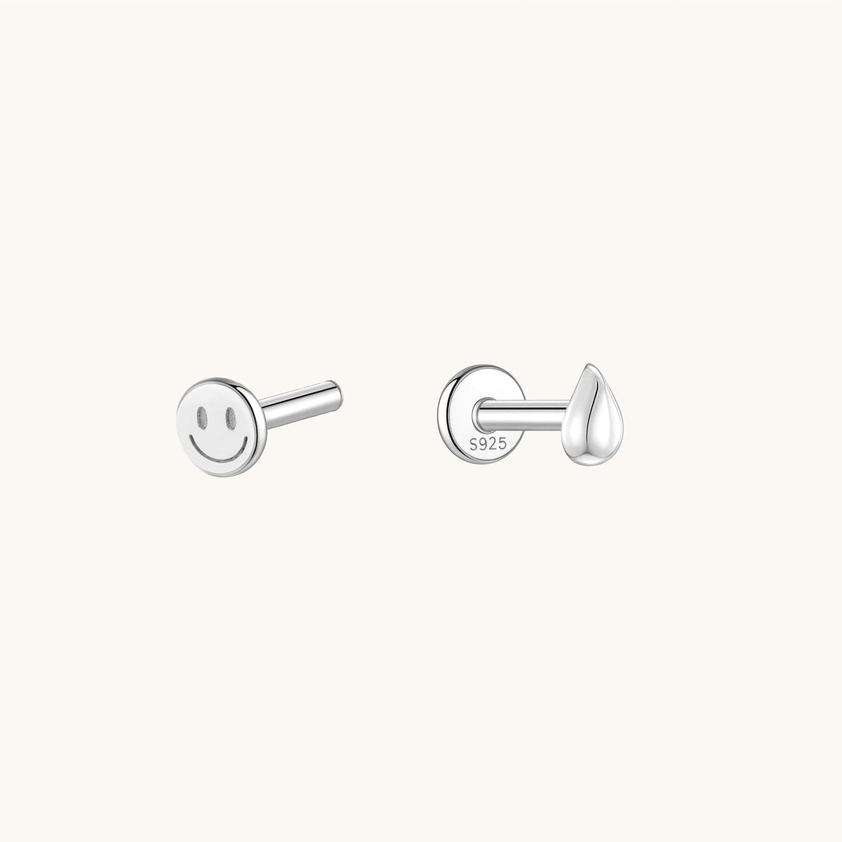 Gold-plated 925 sterling silver Teardrop Flatback Earring Silver Small (2.5*4mm)