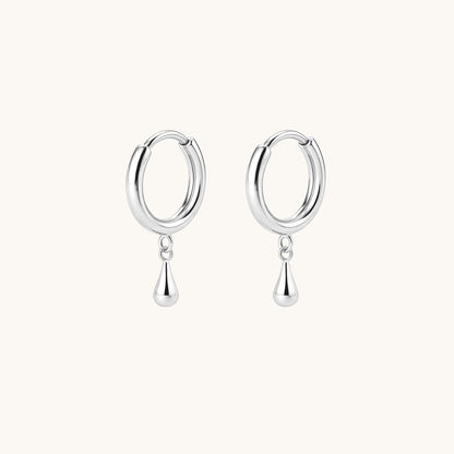 Gold-plated 925 sterling silver Teardrop Hoop Earrings Silver