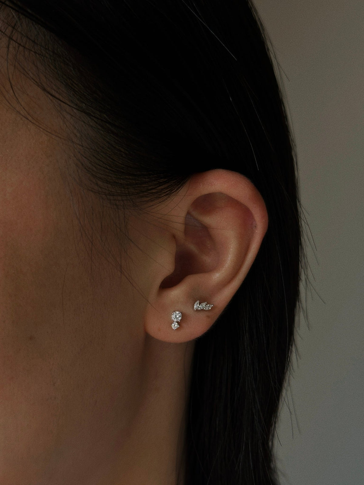 Gold-plated 925 sterling silver Three Leaves Flatback Earring