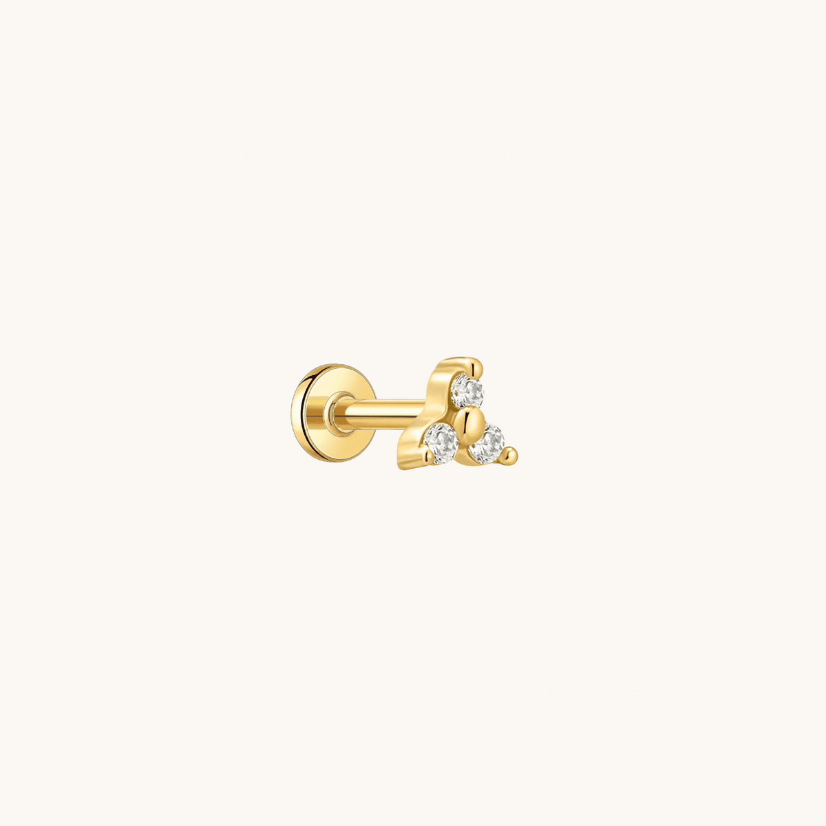 Gold-plated 925 sterling silver Trinity Flatback Earring