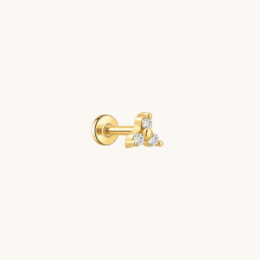 Gold-plated 925 sterling silver Trinity Flatback Earring
