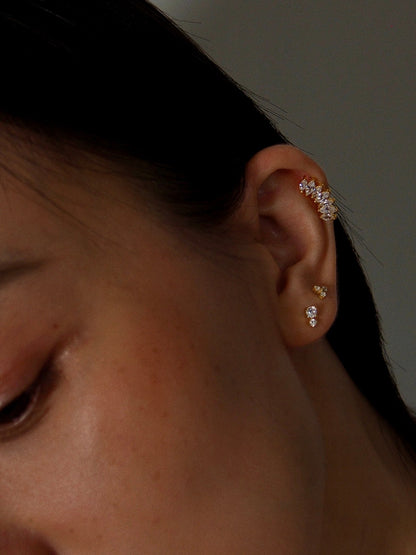 Gold-plated 925 sterling silver Trinity Flatback Earring
