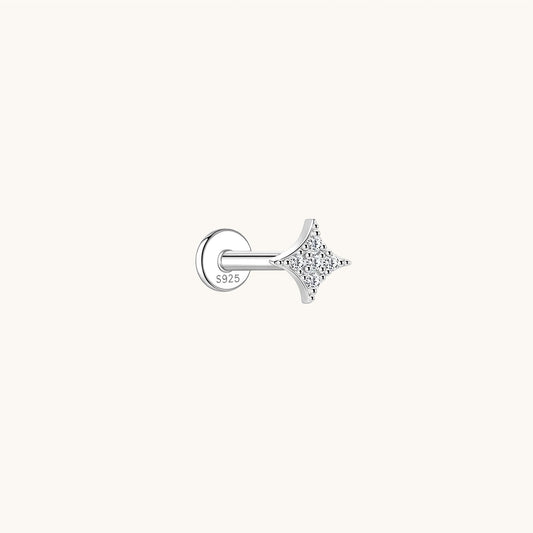Gold-plated 925 sterling silver Twinkle Star Pavé Moissanite Flatback Earring Silver