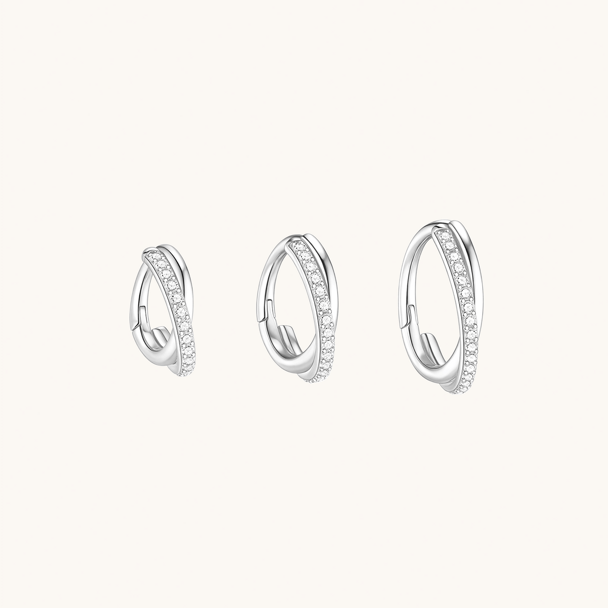 Gold-plated 925 sterling silver Twist Sparkle Clicker Hoop Silver