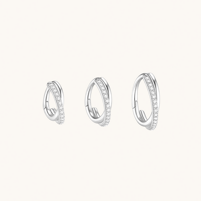 Gold-plated 925 sterling silver Twist Sparkle Clicker Hoop Silver