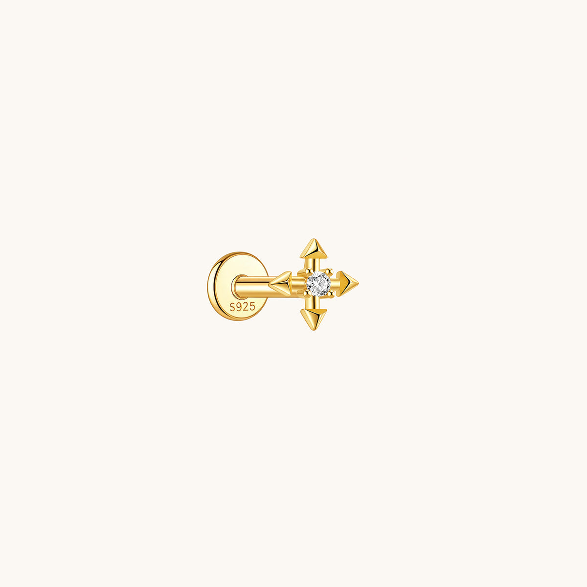 Punk Cross CZ Flatback Earring - A Pierce of Life