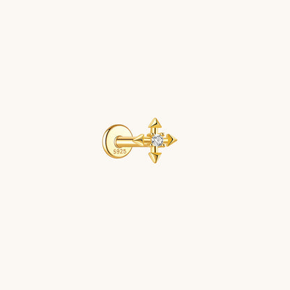 Punk Cross CZ Flatback Earring - A Pierce of Life