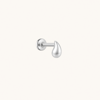 Gold-plated 925 sterling silver Dewdrop Flatback Earring Silver