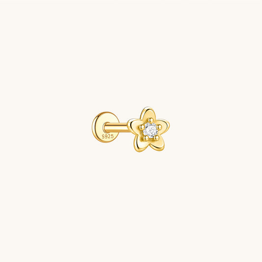 Gold-plated 925 sterling silver Wild Peach Blossom Flatback Earring Gold
