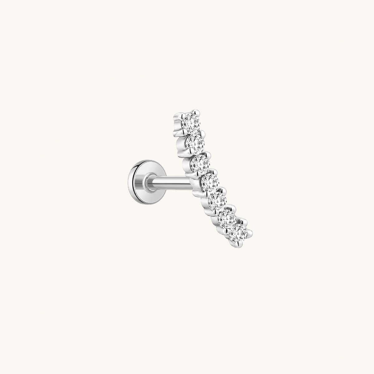 Gold-plated 925 sterling silver Pavé Curve Flatback Earring Silver