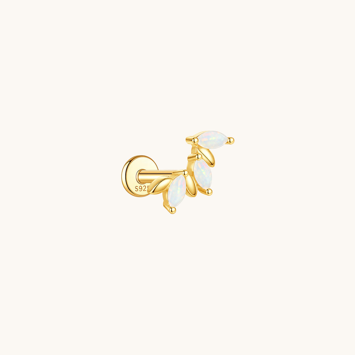 Gold-plated 925 sterling silver Opal Laurel Flatback Earring Gold