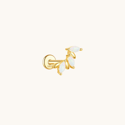 Gold-plated 925 sterling silver Opal Laurel Flatback Earring Gold