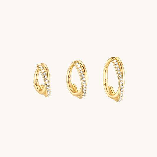 Gold-plated 925 sterling silver Twist Sparkle Clicker Hoop Gold